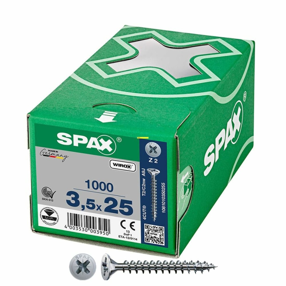 Boîte à vis SPAX Wirox Z2 Tête plate 3,5 x 25 mm 1000 Unidades