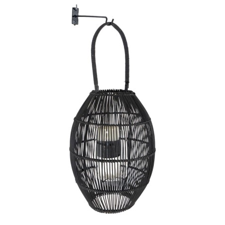 Lantern Romimex Black Metal wicker Glass 26 x 37 x 26 cm