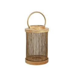 Laterne Romimex Braun Gold Holz Metall 20 x 32 x 20 cm