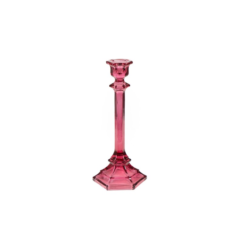 Candleholder Romimex Fuchsia Glass 10 x 24 x 10 cm