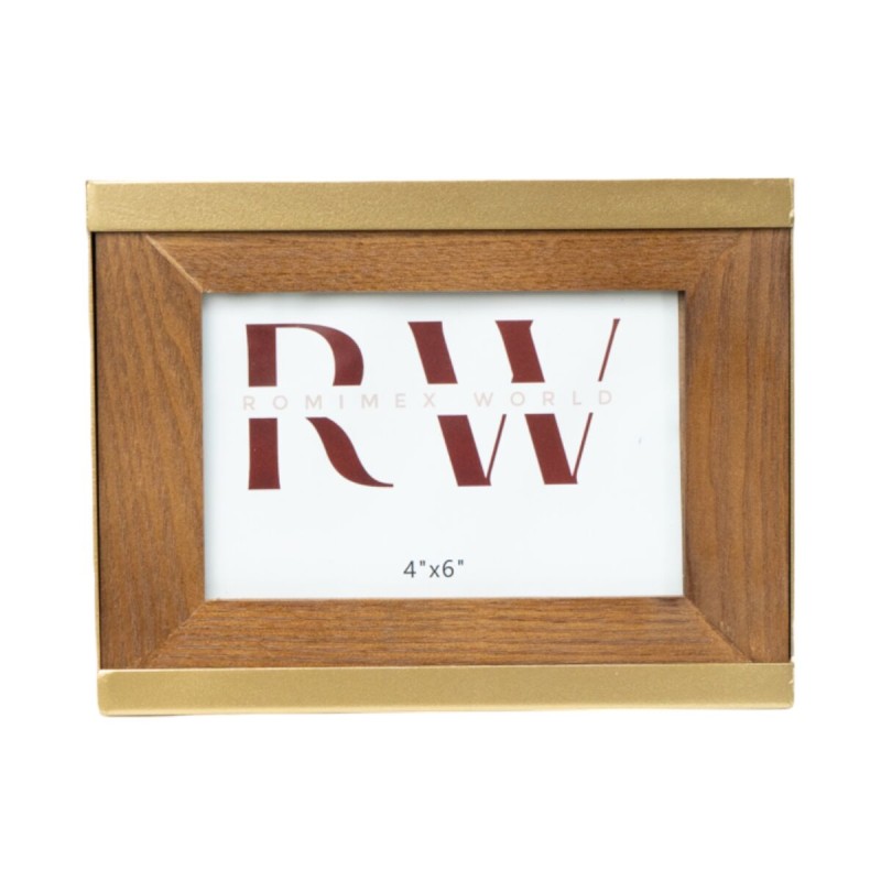 Photo frame Romimex Natural Wood Metal 10 x 15 x 3 cm