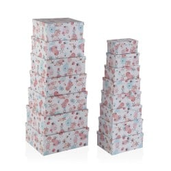 Jeu de Caisses de Rangement Empilables Versa Etoiles Carton 15 Pièces 35 x 16,5 x 43 cm