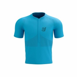 Unisex Short Sleeve T-Shirt Compressport Trail Half-Zip Fitted SS Sky blue