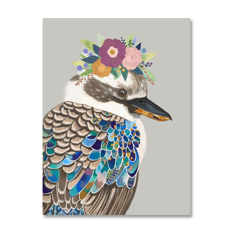 Cadre Romimex Multicouleur Toile Fleurs Oiseau 60 x 80 x 3 cm