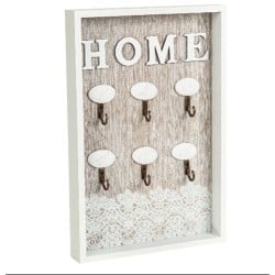 Key rack Romimex White Natural MDF Wood 20 x 30 x 3 cm