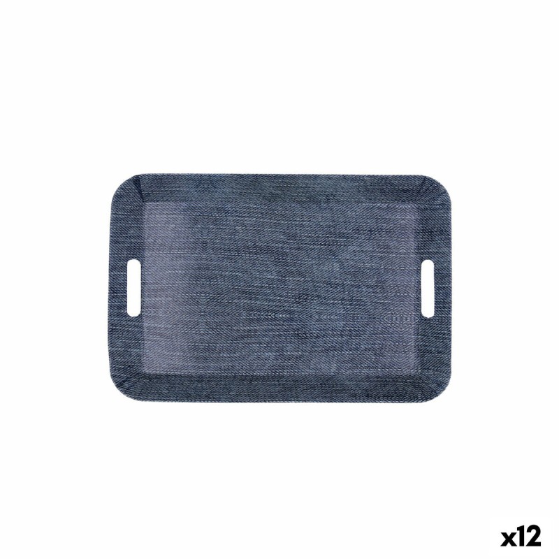 Frühstückstablett Quid Habitat Blau Kunststoff 33 x 23 x 4 cm Mit Griffen Denim (12 Stück)