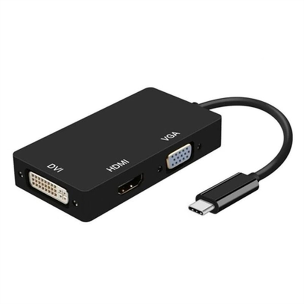 USB-C-zu-VGA/HDMI/DVI-Adapter Aisens A109-0343 Schwarz 15 cm