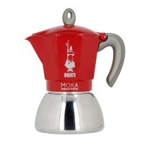 Italian Coffee Pot Bialetti Moka Induction Black Red Metal Stainless steel Aluminium 300 ml 6 Cups