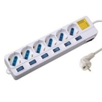 Multiprise 6 Prises avec Interrupteur Ewent EW3932 1,5 m 2500W Blanc (1,5 m)