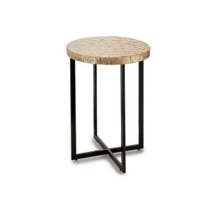 Table d'appoint Beige Doré Métal Blanc Nacre noire 45 x 62 x 45	 cm