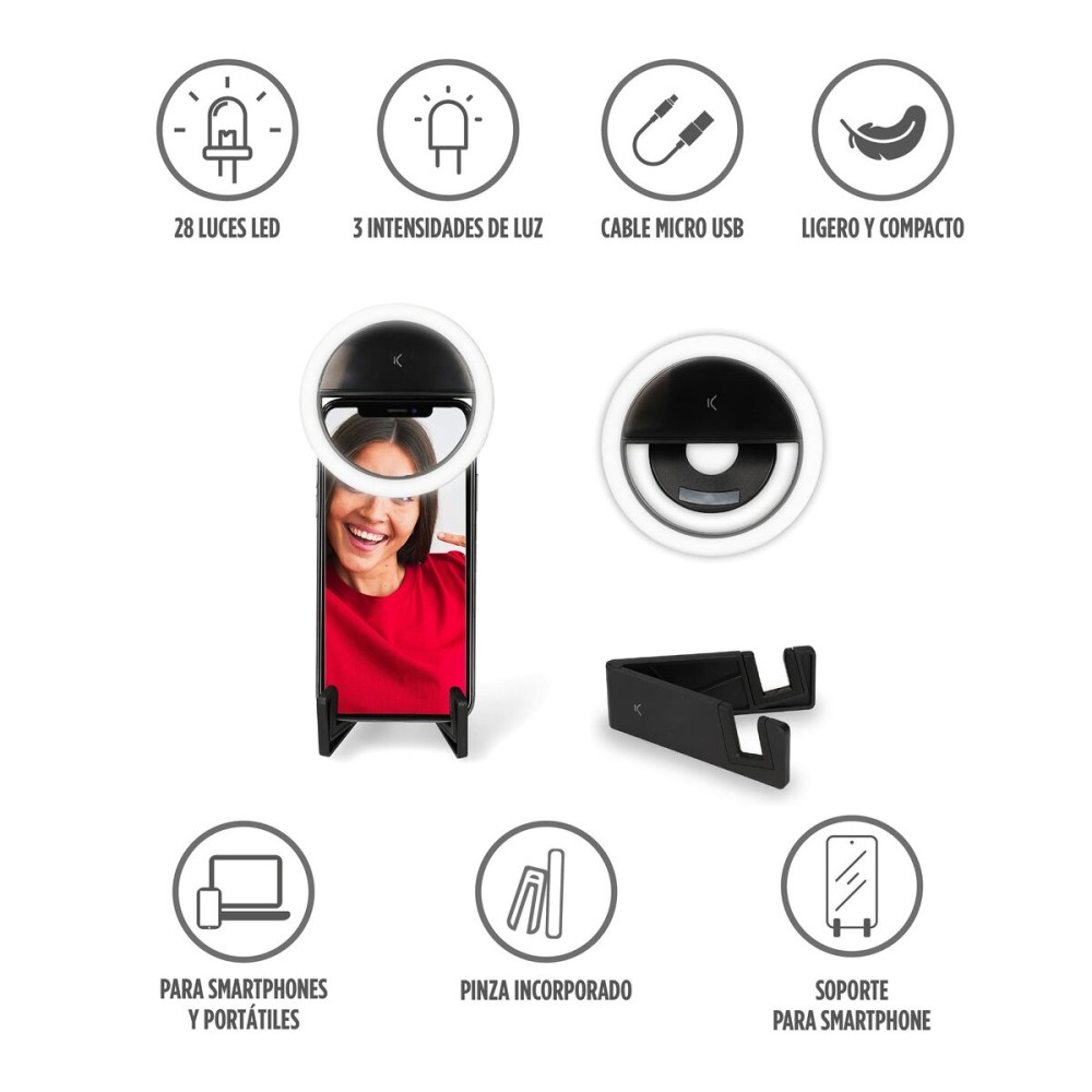 Rechargeable Selfie Ring Light KSIX TP-8427542116006_BXYOUTBMINI_Vendor 3W