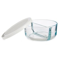 Lunch box 2 Compartments White Transparent Glass (16 x 7,6 x 16 cm)