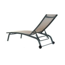 Sun-lounger DKD Home Decor With wheels Grey PVC Aluminium (187,5 x 64 x 97 cm)