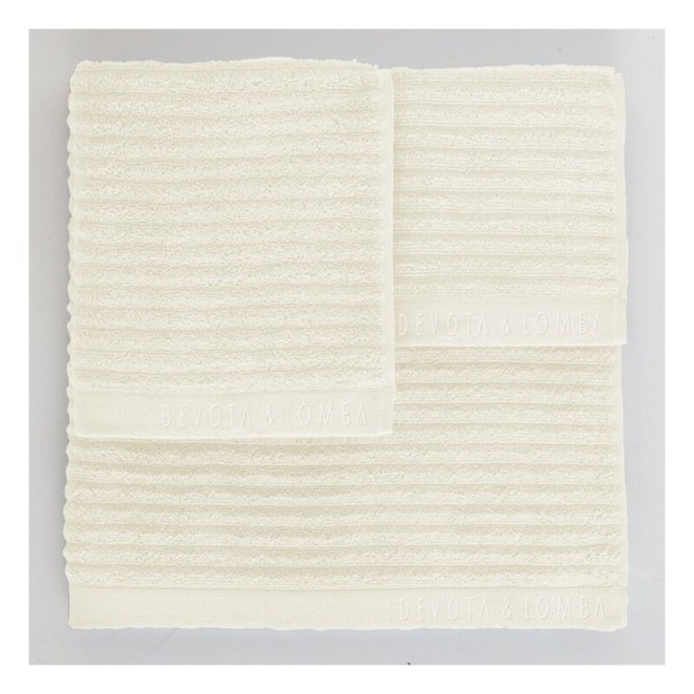 Ensemble de serviettes de toilette Devota & Lomba Rayas marfil Ivoire 100 % coton