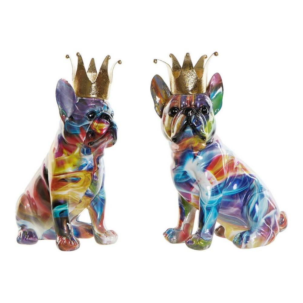 Figurine Décorative DKD Home Decor 18,5 x 11,5 x 23,5 cm Multicouleur Chien (2 Unités)