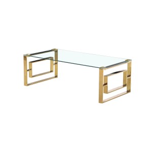 Centre Table Romimex Golden Stainless steel Tempered glass 120 x 40 x 60 cm