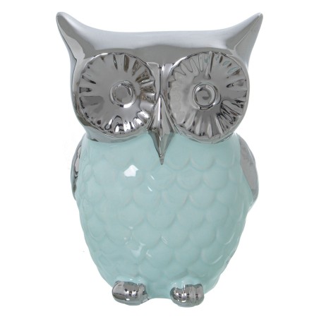 Decorative Figure Alexandra House Living Green Silver Ceramic Owl 11 x 11 x 18 cm