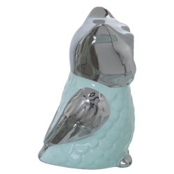 Decorative Figure Alexandra House Living Green Silver Ceramic Owl 11 x 11 x 18 cm