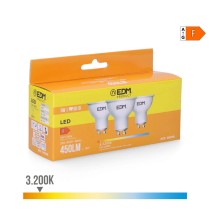 Lot de 3 ampoules LED EDM F 5 W GU10 450 lm Ø 5 x 5,5 cm (3200 K)