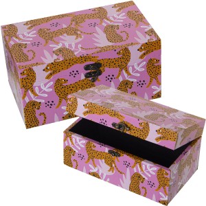 Set of decorative boxes Alexandra House Living Pink Wood 2 Pieces