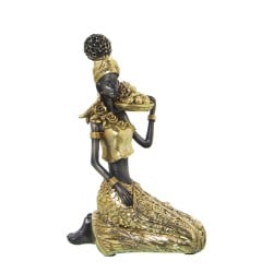 Deko-Figur Alexandra House Living Gold Acryl Kunststoff Melamine Afrikanerin 13 x 9 x 19 cm