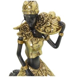 Deko-Figur Alexandra House Living Gold Acryl Kunststoff Melamine Afrikanerin 13 x 9 x 19 cm