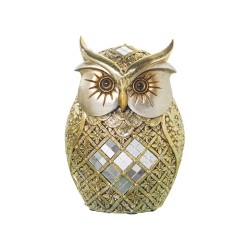 Figurine Décorative Alexandra House Living Doré Acrylique Plastique Mélamine Hibou 12 x 9 x 18 cm