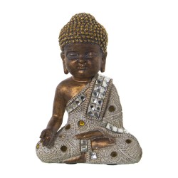 Deko-Figur Alexandra House Living Weiß Gold Acryl Kunststoff Melamine Buddha 14 x 9 x 20 cm