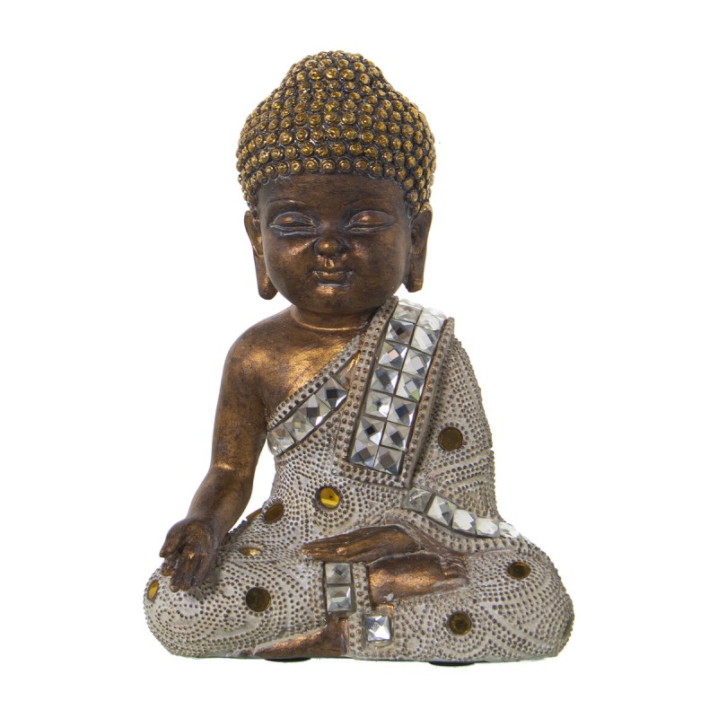 Decorative Figure Alexandra House Living White Golden Acrylic Plastic Melamin Buddha 14 x 9 x 20 cm