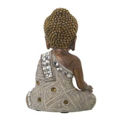 Deko-Figur Alexandra House Living Weiß Gold Acryl Kunststoff Melamine Buddha 14 x 9 x 20 cm