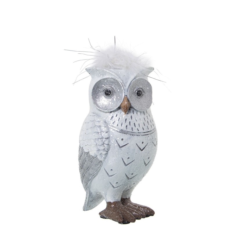 Figurine Décorative Alexandra House Living Blanc Argenté Acrylique Plastique Mélamine Hibou