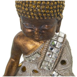 Deko-Figur Alexandra House Living Weiß Gold Acryl Kunststoff Melamine Buddha 14 x 9 x 20 cm