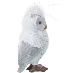 Decorative Figure Alexandra House Living White Silver Acrylic Plastic Melamin Owl