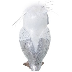 Figurine Décorative Alexandra House Living Blanc Argenté Acrylique Plastique Mélamine Hibou