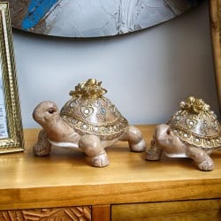 Decorative Figure Alexandra House Living Brown Golden Acrylic Plastic Melamin Tortoise