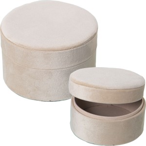 Set de boîtes décoratives Alexandra House Living Crème Textile 2 Pièces