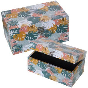 Set of decorative boxes Alexandra House Living Multicolour Wood 2 Pieces