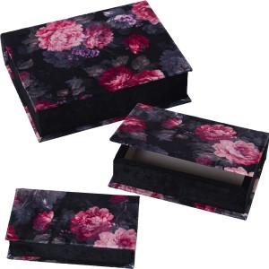 Set of decorative boxes Alexandra House Living Black Textile 3 Pieces