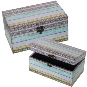 Set of decorative boxes Alexandra House Living Multicolour Wood 2 Pieces