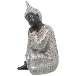 Deko-Figur Alexandra House Living Braun Silberfarben Acryl Kunststoff Melamine Buddha