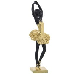 Deko-Figur Alexandra House Living Schwarz Gold Acryl Kunststoff Melamine Ballerina 10 x 9 x 30 cm