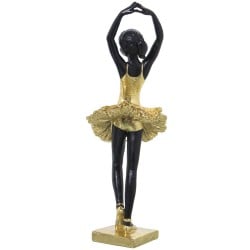 Figurine Décorative Alexandra House Living Noir Doré Acrylique Plastique Mélamine Ballerine 10 x 9 x 30 cm