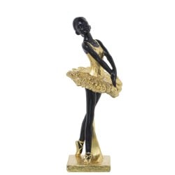 Decorative Figure Alexandra House Living Black Golden Acrylic Plastic Melamin Ballerina 12 x 11 x 27 cm