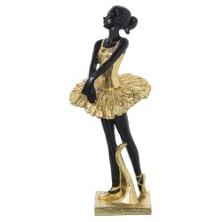 Deko-Figur Alexandra House Living Schwarz Gold Acryl Kunststoff Melamine Ballerina 12 x 11 x 27 cm