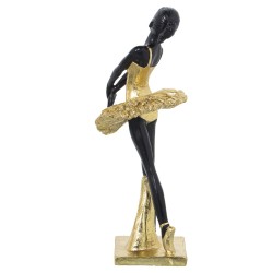 Deko-Figur Alexandra House Living Schwarz Gold Acryl Kunststoff Melamine Ballerina 12 x 11 x 27 cm