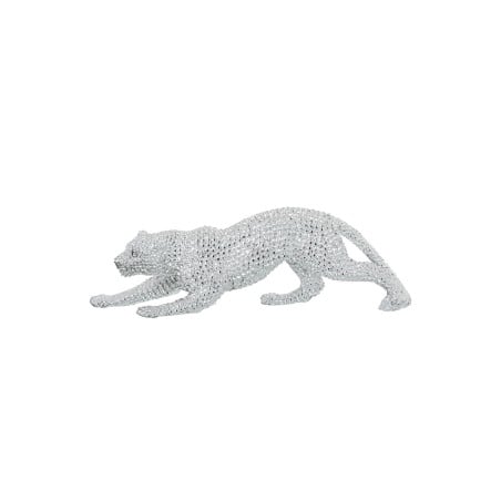 Decorative Figure Alexandra House Living Silver Acrylic Plastic Melamin Leopard 29 x 8 x 10 cm