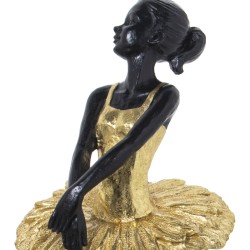 Deko-Figur Alexandra House Living Schwarz Gold Acryl Kunststoff Melamine Ballerina 12 x 11 x 27 cm