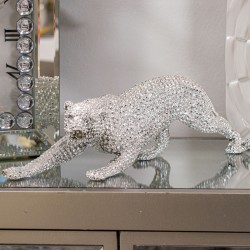 Decorative Figure Alexandra House Living Silver Acrylic Plastic Melamin Leopard 29 x 8 x 10 cm