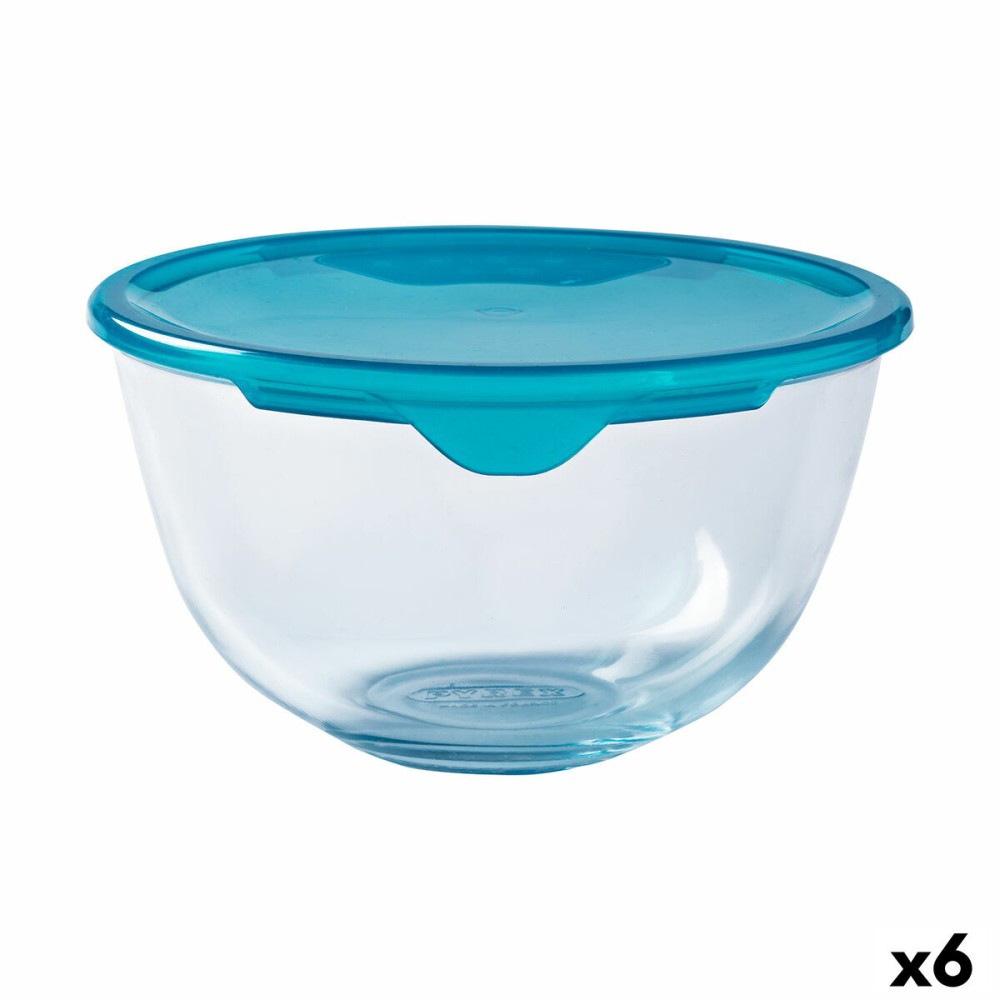 Runde Lunchbox mit Deckel Pyrex Cook & Store Blau 15 x 15 x 8 cm 500 ml Silikon Glas (6 Stück)