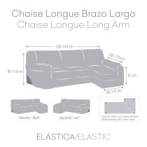 Right long arm chaise longue cover Eysa TROYA Grey 170 x 110 x 310 cm